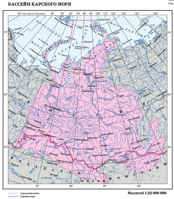 Карта бассейна Карского моря