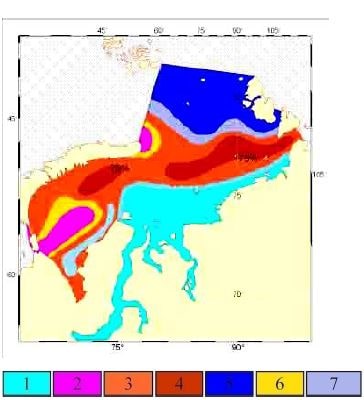 Распределение водных масс на поверхности Карского моря