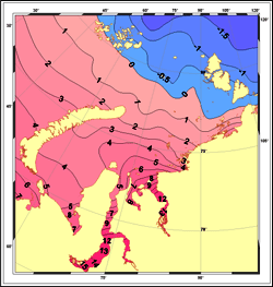Гидрологическая характеристика моря - карта температуры Карского моря