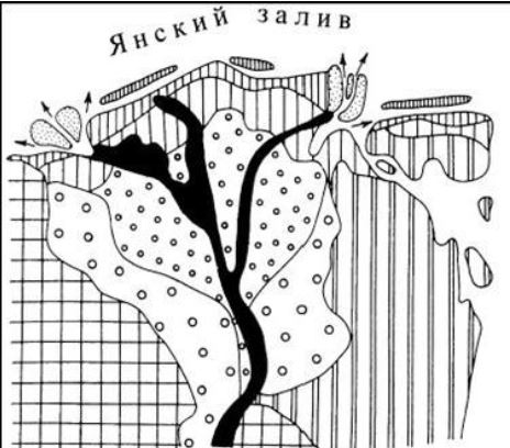 Схема гидрографической сети дельтового участка реки Яны